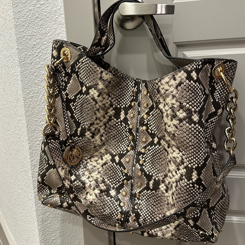 Michael Kors snake print handbag